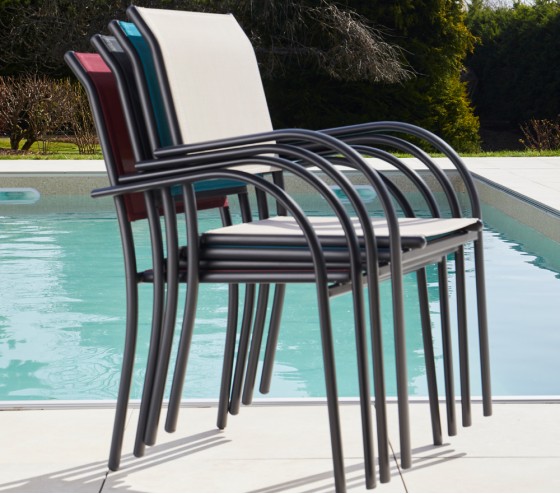 Ozalide HONFLEUR XL SPC BEZIERS Chêne Brun - Ensemble Table Et Chaises De Jardin - 8 Places - Lin