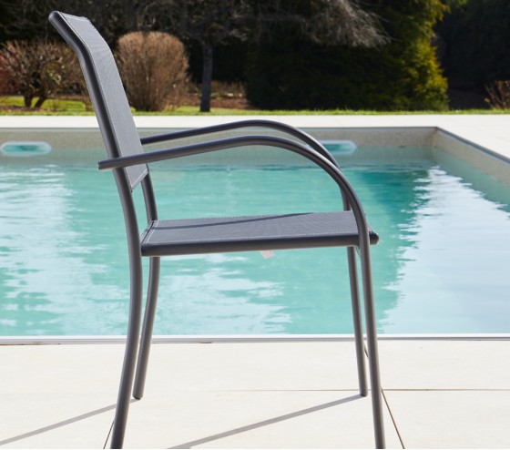 Ozalide HONFLEUR XL SPC BEZIERS Chêne Brun - Ensemble Table Et Chaises De Jardin - 8 Places - Gris Anthracite