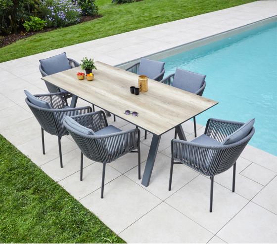 Ozalide MAHINA - Ensemble Table Et Chaises De Jardin - 8 Places - Chêne Doré Et Nuit