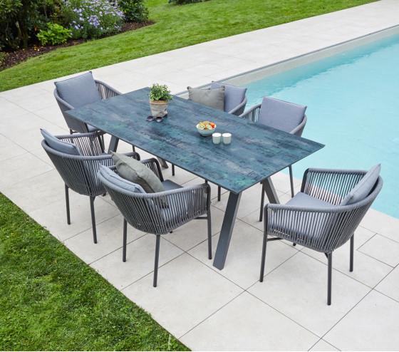 ozalide MAHINA - Ensemble table et chaises de jardin - 8 places - Chêne doré et Nuit