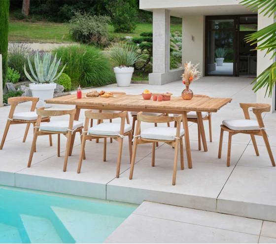 Ozalide MANADO - Ensemble Table Et Chaises De Jardin - Bois