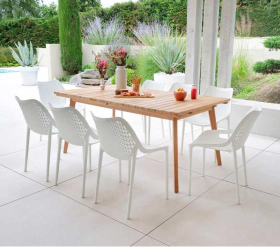 ozalide MANATIS - Ensemble table et chaises de jardin - Bois et blanc