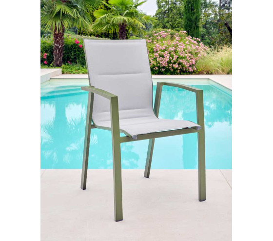 Ozalide NAIROBI - Ensemble Table Et Chaises De Jardin - 8 Places - Vert Mélèze