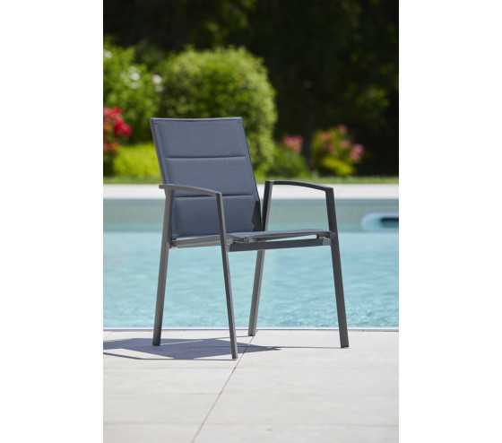 ozalide NAIROBI GRIS - Ensemble table et chaises de jardin - 8 places - Gris Anthracite