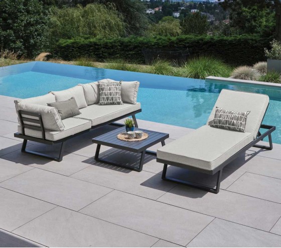 Ozalide OAKLAND BEIGE - Salon De Jardin Modulable - 6 Places