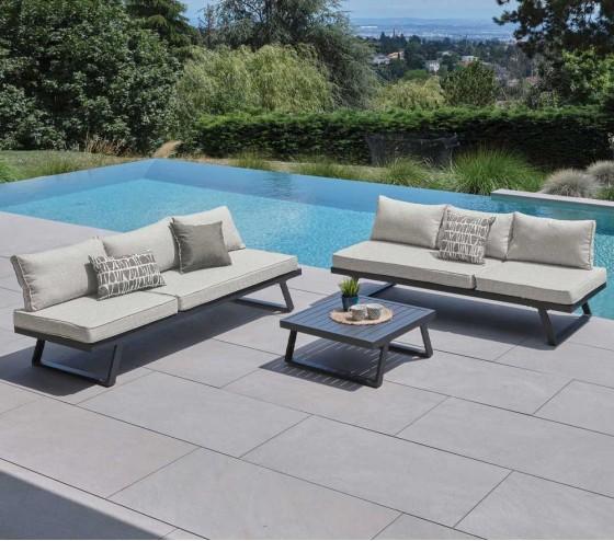 ozalide OAKLAND BEIGE - Salon de jardin modulable - 6 places