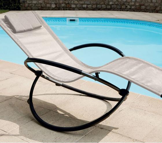 ozalide ELYPSE - Transat de jardin pliant - acier - Ecru