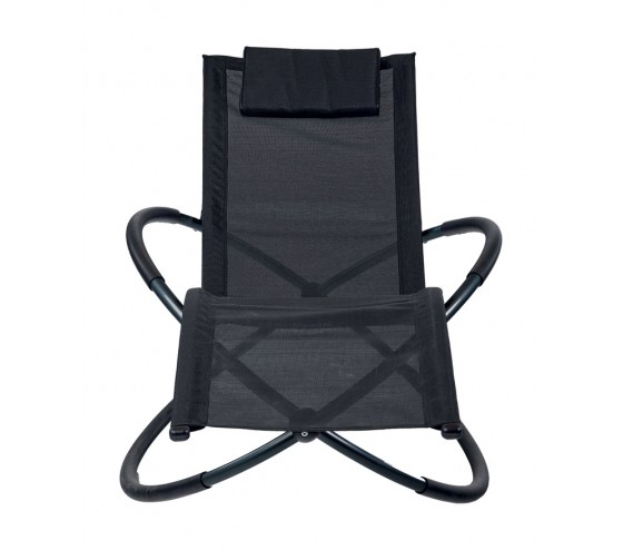 Ozalide ELYPSE - Transat De Jardin Pliant - Acier - Noir