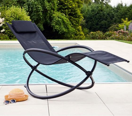 ozalide ELYPSE - Transat de jardin pliant - acier - Noir