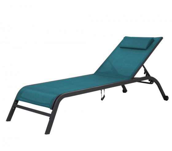 Ozalide GOZO - Transat De Jardin - Acier - Bleu Canard