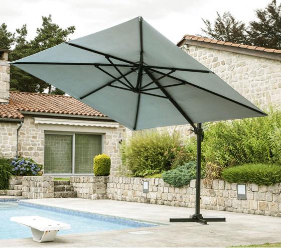 Ozalide SUNKING - Parasol Déporté 3x3m - Gris Perle