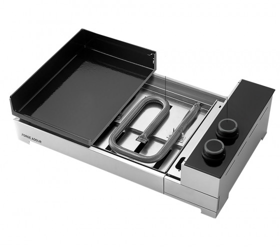 Ozalide Pack Plancha Premium Gaz 60 Acier + Chariot + Capot + Housse - Forge Adour