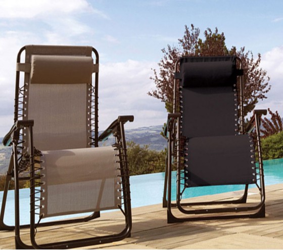 Ozalide PALAVAS - Lot De 2 Fauteuils Relax - Acier - Gris Anthracite