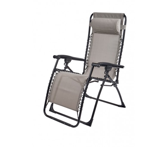 Ozalide PALAVAS - Lot De 2 Fauteuils Relax - Pliant - Acier - Lin