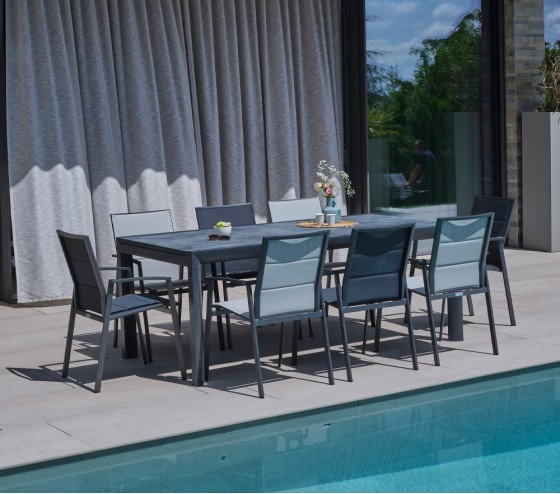 ozalide PORTLANDINA - Ensemble table et fauteuils de jardin - 8 places