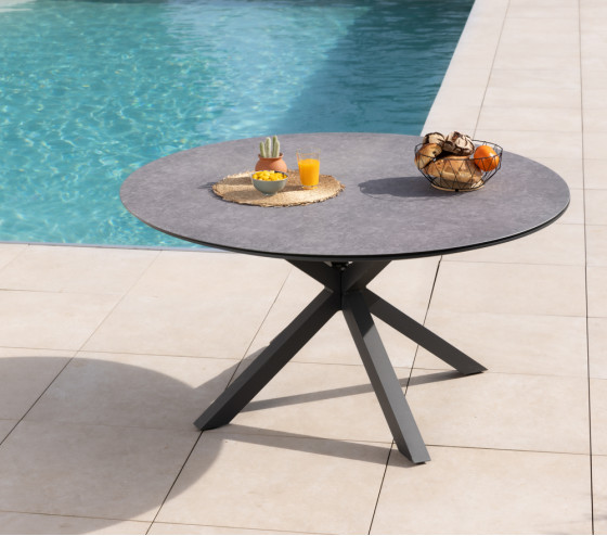 ozalide PROVENCE - Ensemble table et chaises de jardin - 6 places - Gris anthracite