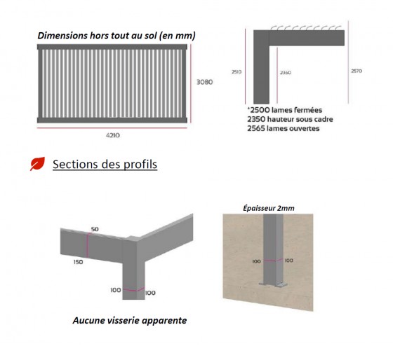 Ozalide SAN DIEGO - Sur Commande Pergola Bioclimatique Mural 12m2