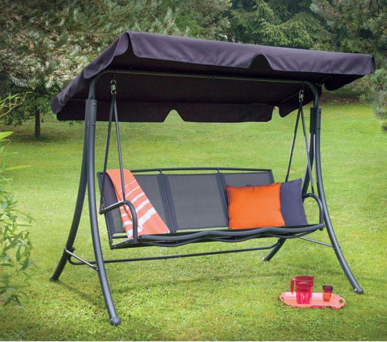 ozalide SIESTA - Balancelle de jardin - Acier - Gris Anthracite