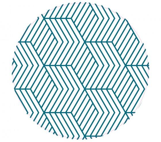 ozalide Tapis d'extérieur rond à motifs ⌀120 cm - Bleu canard