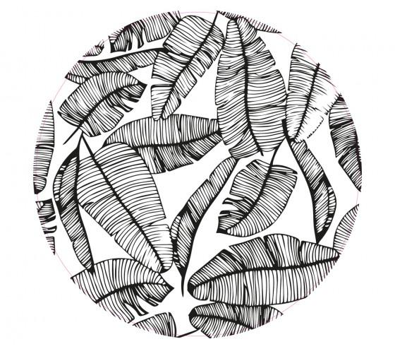 ozalide Tapis d'extérieur rond à motifs ⌀120 cm - Noir