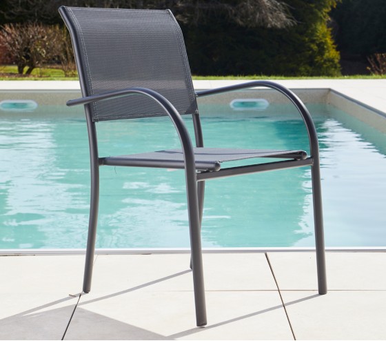 Ozalide TIMOR - Ensemble Table Et Fauteuils De Jardin - 8 Places - Chêne Doré Et Nuit