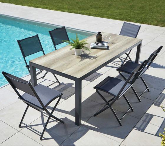 ozalide TIMOR - Table de jardin - 8 places - Chêne doré et Nuit