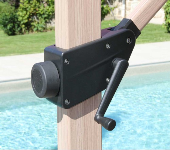 ozalide TOPAZE - Parasol déporté 4x3m - effet bois - gris anthracite ozalide TOPAZE - Parasol déporté 4x3m - effet bois - gris anthracite