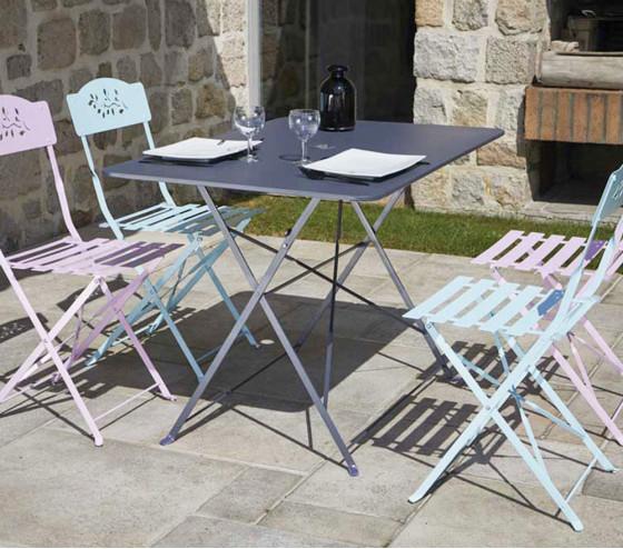 Ozalide VENISE - Table De Jardin Pliante - 4 Places - Gris Anthracite