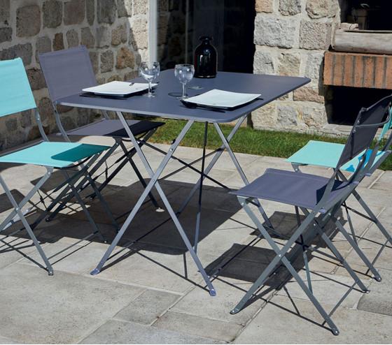 ozalide VENISE - Table de jardin pliante - 4 places - Gris Anthracite