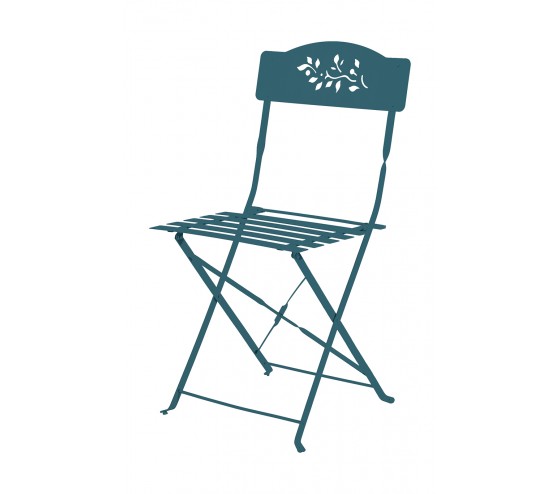 Ozalide VENONE - Ensemble Table Et Chaises De Jardin - 4 Places - Bleu Canard