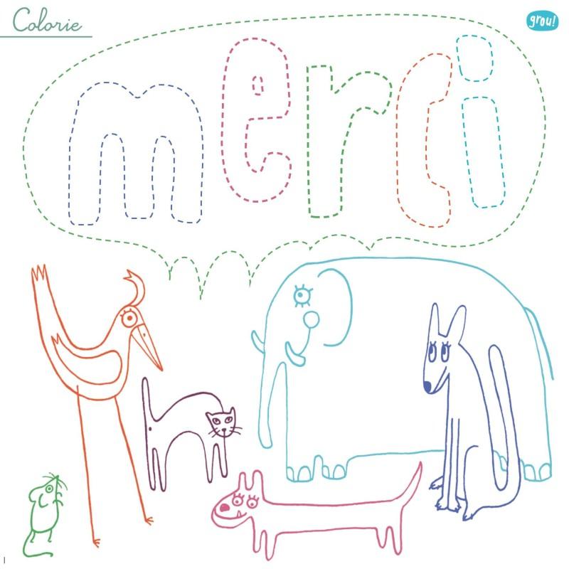 Pa Design Carte Postale GROU N°44 - Coloriage Merci