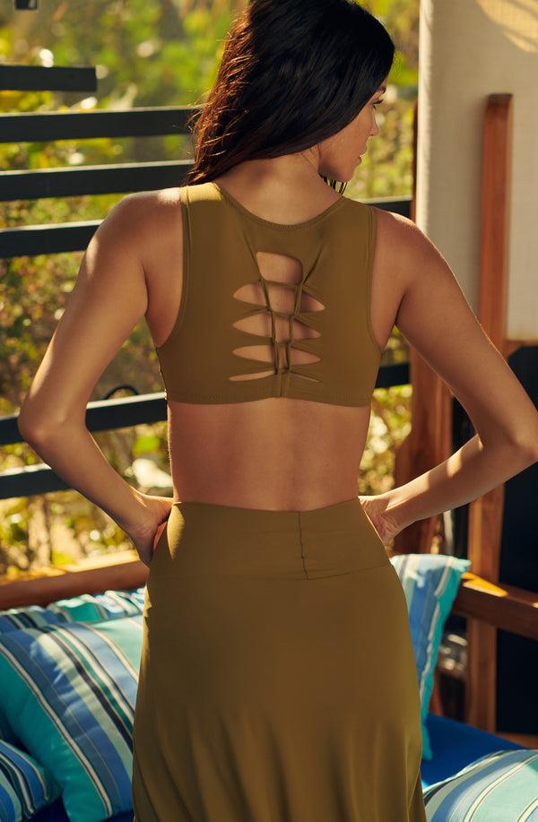Pain De Sucre Tecla Haut De Maillot Crop-top Noué Bronze