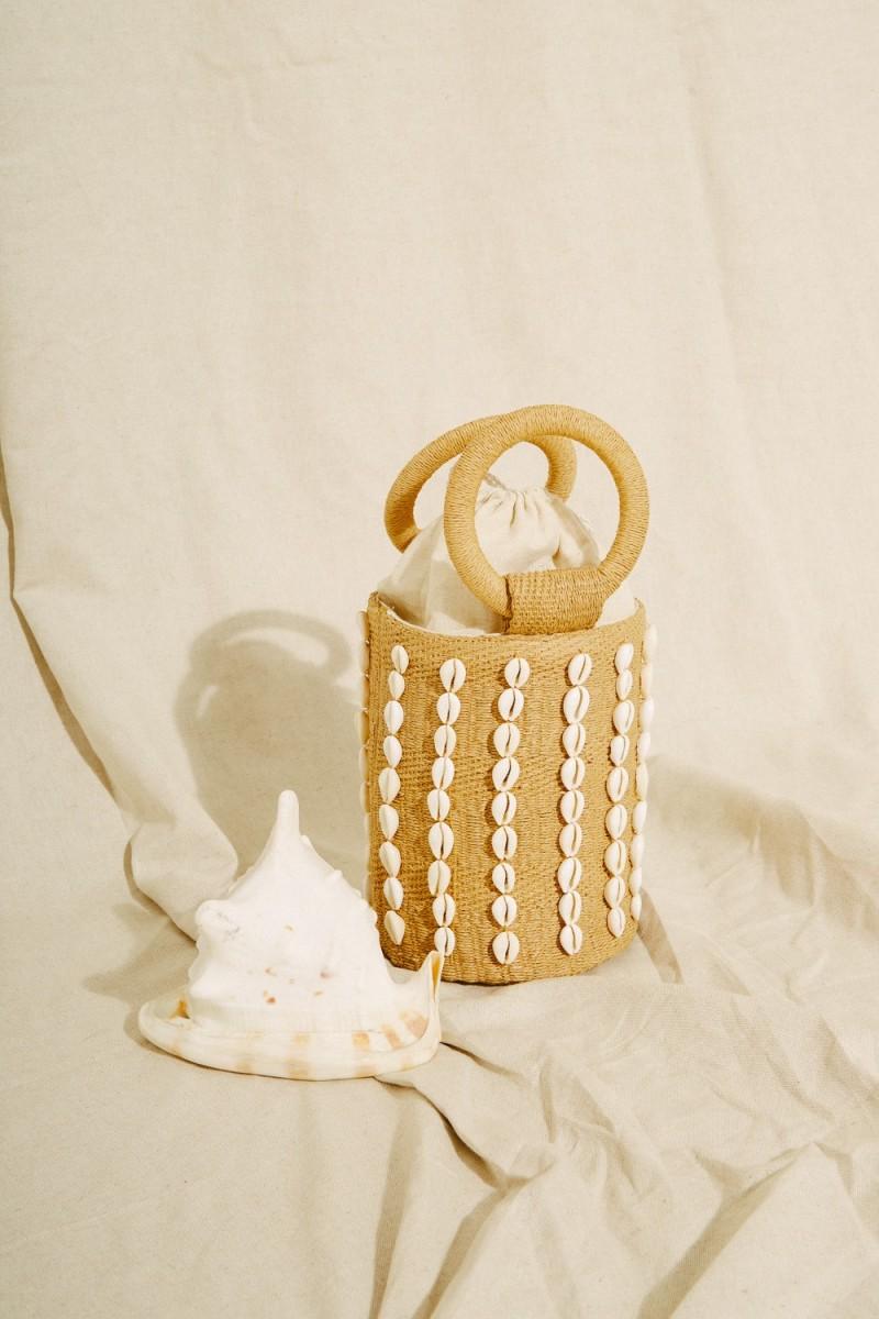 pantaï Sac raffia seashell