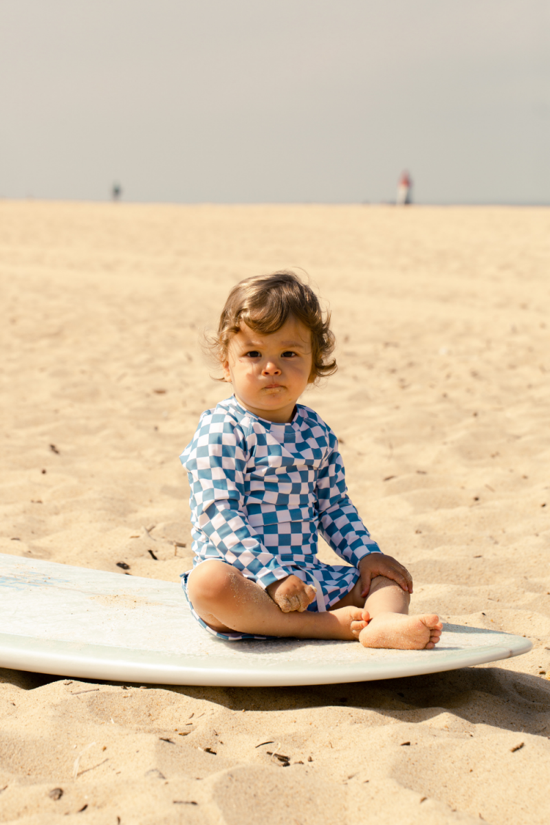 Pantaï Short De Bain Damier Bleu