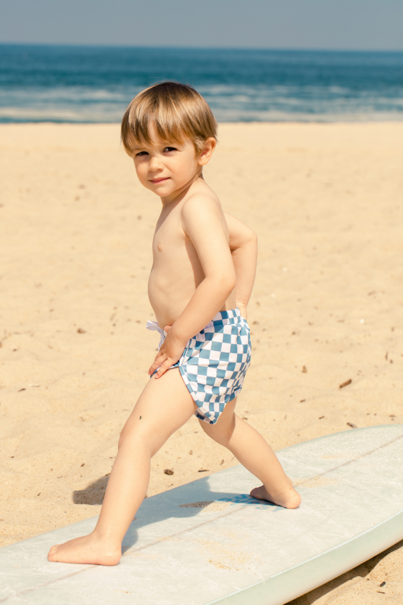 pantaï Short de bain damier bleu