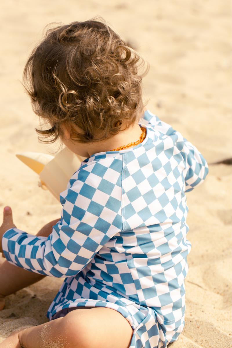 Pantaï Tee Shirt Lycra Damier Bleu