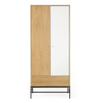Paris Prix Armoire 2 Portes & 1 Tiroir "Flo" 190cm Chêne & Blanc