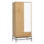 paris prix Armoire 2 Portes & 1 Tiroir "Flo" 190cm Chêne & Blanc
