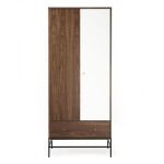 Paris Prix Armoire 2 Portes & 1 Tiroir "Flo" 190cm Noyer & Blanc