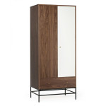 paris prix Armoire 2 Portes & 1 Tiroir "Flo" 190cm Noyer & Blanc
