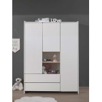 Paris Prix Armoire 3 Portes & 2 Tiroirs "Kiddy" 190cm Blanc