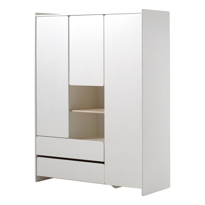 Paris Prix Armoire 3 Portes & 2 Tiroirs "Kiddy" 190cm Blanc