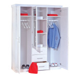 Paris Prix Armoire 3 Portes & 3 Tiroirs "Angel" 190cm Blanc
