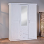 Paris Prix Armoire 3 Portes & 3 Tiroirs "Angel" 190cm Blanc