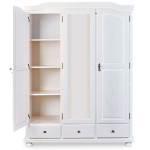 Paris Prix Armoire 3 Portes & 3 Tiroirs Bois "Izi" 198cm Blanc