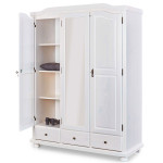 Paris Prix Armoire 3 Portes & 3 Tiroirs Bois "Izi" 198cm Blanc