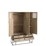 Paris Prix Armoire 3 Portes En Bois "Bombay" 115cm Naturel