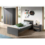 Paris Prix Armoire 3 Portes "London" 195cm Gris Anthracite