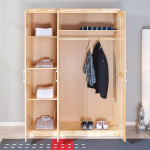 Paris Prix Armoire Bois 3 Portes "Angel" 190cm Naturel