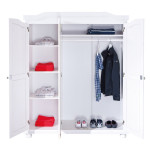 Paris Prix Armoire En Bois 3 Portes "Cardaillac" 150cm Blanc